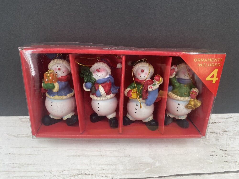Vintage Set of 4 Snowman Christmas Holiday Ornaments Rite Aid Holiday Character